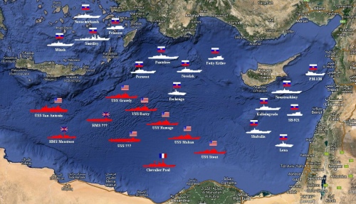 Корабли участвующие в военных учениях Средиземного моря