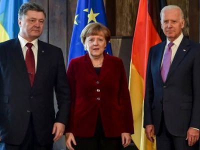 Порошенко (Украина), Меркель (Германия) и Байден (США)